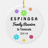 2018 Peace Love Family Tree Reunion Kerstcadeau Keramisch Ornament (Achterkant)