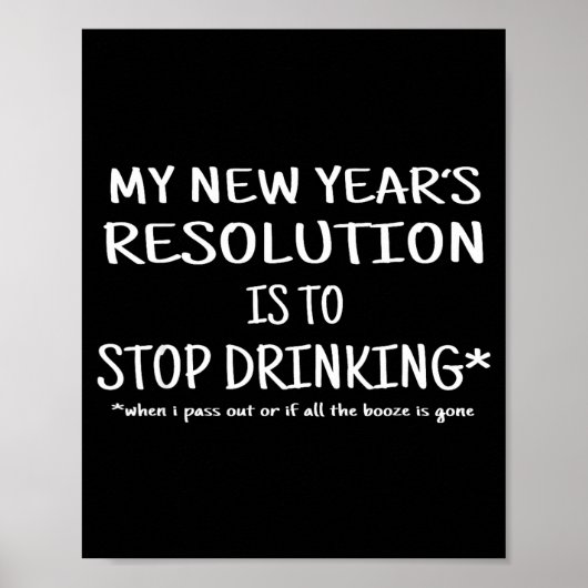 2018 resolutie stop met drinken grappig oudejaarsa poster (Voorkant)