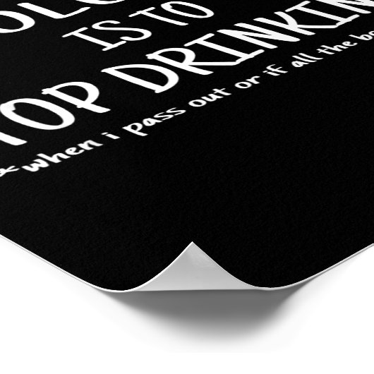 2018 Resolution Stop Drinking Funny New Year's Eve Poster (Hoek)