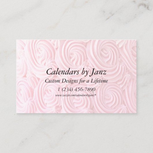 2018 Roze kalender met Janz Oceania Card Visitekaartje (Achterkant)