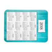 2018 Rustieke Blauwgroen Turquoise houten kalender Magneet (Horizontaal)
