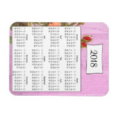 2018 Rustieke Paarse Bloemen Houten Kalender Magne Magneet (Horizontaal)