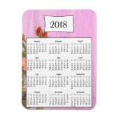 2018 Rustieke Paarse Bloemen Houten Kalender Magne Magneet (Verticaal)