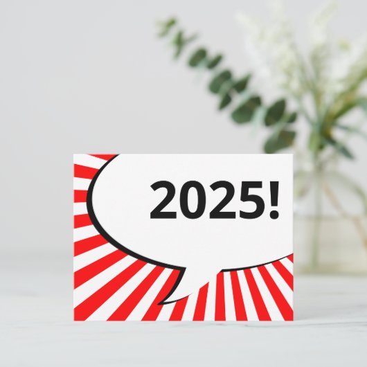 2018 strip tekstballon briefkaart (Staand voorkant)