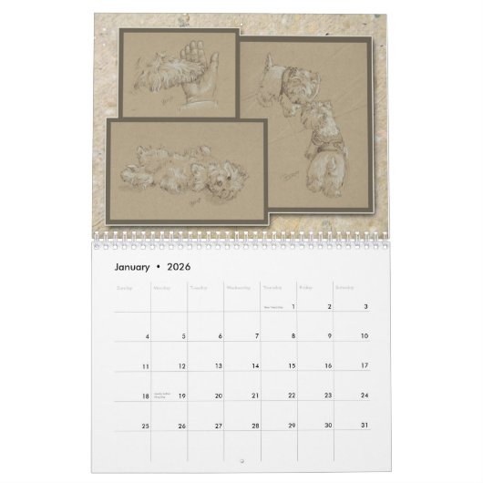 2018 The Artful Westie 12 Maandbericht van Borgo Kalender (Jan 2026)