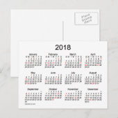 2018 Vakantie Mini Kalender door Janz Briefkaart (Voorkant / Achterkant)