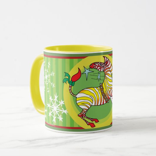 2018 Vakantieday Zebra kerstmis Mok Rood/Geel (Voorkant links)