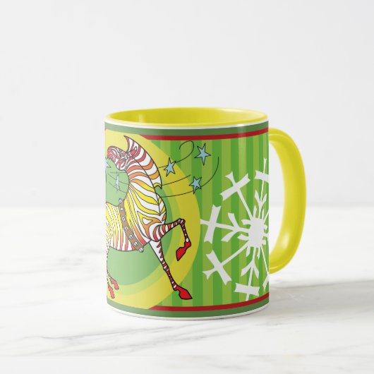 2018 Vakantieday Zebra kerstmis Mok Rood/Geel (Voorkant rechts)