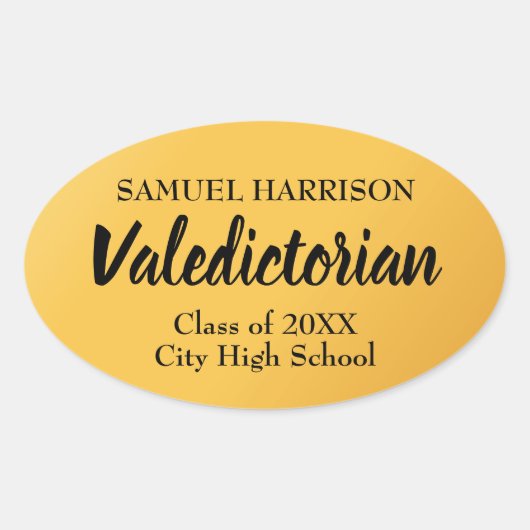 2018, Valedictorian gepersonaliseerd gouden Afstud Ovale Sticker (Voorkant)