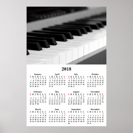 2018 Wandkalender Mooie Muziek Pianoposter Poster (Voorkant)