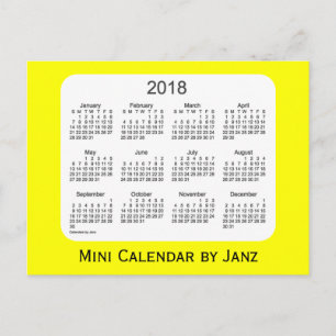 2018 Yellow Mini Calendar van Janz Briefkaart