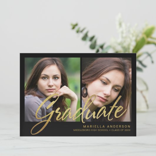 2019 Afstuderen Faux Gold Foil Brush Script Kaart (Staand voorkant)