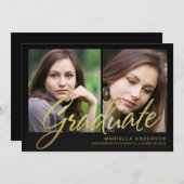 2019 Afstuderen Faux Gold Foil Brush Script Kaart (Voorkant / Achterkant)