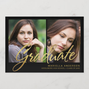 2019 Afstuderen Faux Gold Foil Brush Script Kaart