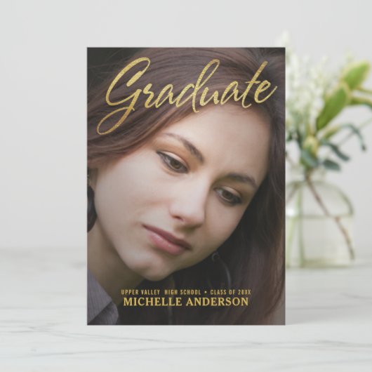 2019 Afstuderen "Faux Gold Foil" met 2 zijden aank Kaart (Staand voorkant)