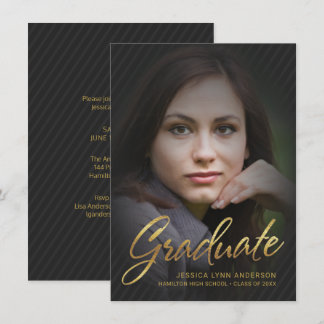 2019 Afstuderen Faux Gold Foil Tekst - Bekleding v Kaart