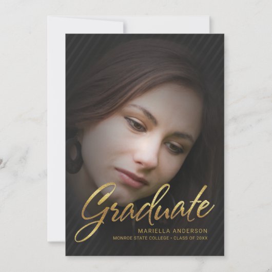 2019 Afstuderen Gold Script met volledige fotobede Kaart (Voorkant)