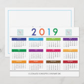 2019 Agenda Bedrijfslogo en naam Feestdagenkaart (Voorkant / Achterkant)