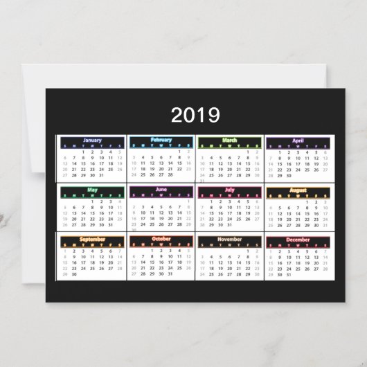 2019 Black Mini Magnet-agenda Magnetische Uitnodiging (Voorkant)