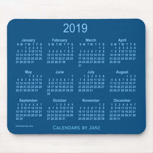 2019 Blue Calendar van Janz Muismat (Voorkant)