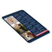 2019 Calendar Navy Coral Gold Family Photo Collage Magneet (Rechterzijde)