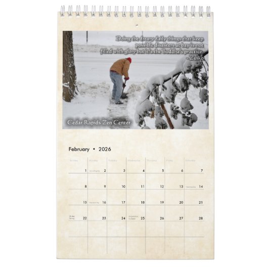 2019 Cedar Rapids Zen Center Calendar Kalender (Feb 2026)
