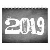 2019 Chalkboard Calendar Black and White Text Kalender (Hoes)