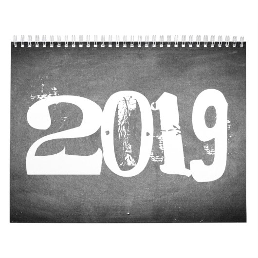 2019 Chalkboard Calendar Black and White Text Kalender (Hoes)