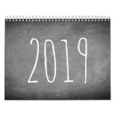 2019 Chalkboard Calendar Black and White Text Kalender (Hoes)