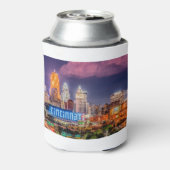 2019 Cincinnati Ohio Night Skyline Blikjeskoeler (Blikje Achterkant)