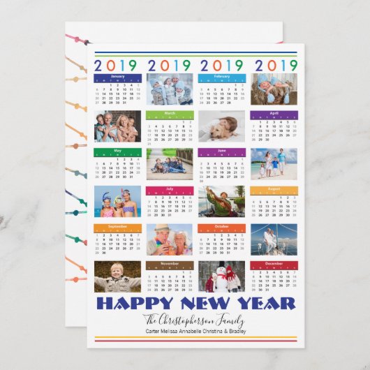 2019 Foto Collage HAPPY NEW YEAR Holiday (Voorkant / Achterkant)