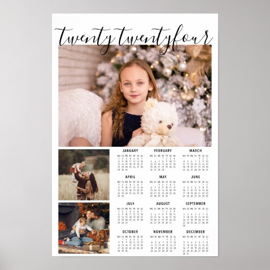 2019 Foto kalender met stijlvol handgeschreven jaa Poster (Voorkant)