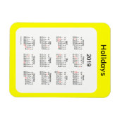2019 Gele Vakantie Kalender door Janz Magnet Magneet (Horizontaal)
