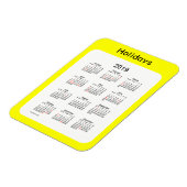 2019 Gele Vakantie Kalender door Janz Magnet Magneet (Linkerzijde)