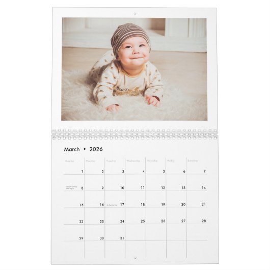 2019 Gepersonaliseerde Moderne Familiefotocollage Kalender (Mar 2026)