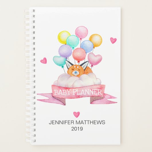 2019 Gepersonaliseerde Schattigee Fox Waterverf Ba Planner (Voorkant)