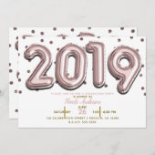 2019 GRADUATION PARTY Roos Gouden Confetti Ballonn Kaart (Voorkant / Achterkant)