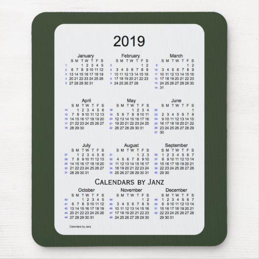 2019 Green Smoke 52 Week Agenda van Janz Muismat (Voorkant)