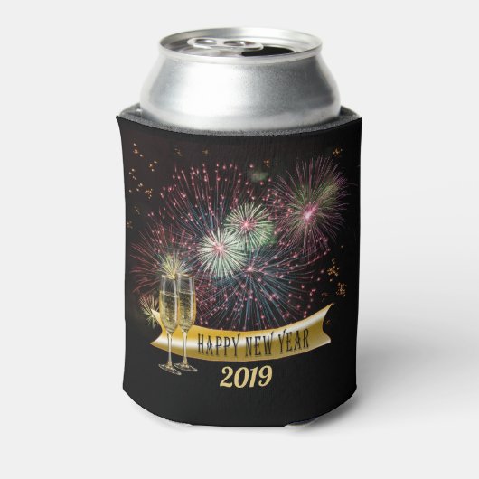 2019 Happy New Year Fireworks Blikjeskoeler (Blikje Achterkant)