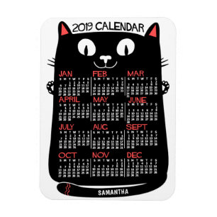2019 Jaar Maandelijkse kalender Zwarte Kat uit de  Magneet