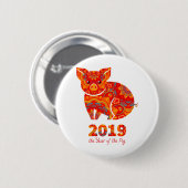 2019 Jaar van het PIG Ronde Button 5,7 Cm (Voorkant /achterkant)