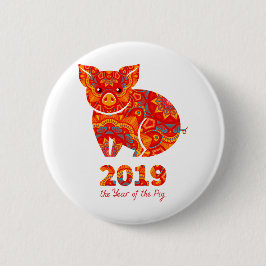 2019 Jaar van het PIG Ronde Button 5,7 Cm