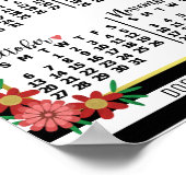 2019 Jaarkalender Bloemrijke Strepen | Aangepaste  Poster (Hoek)