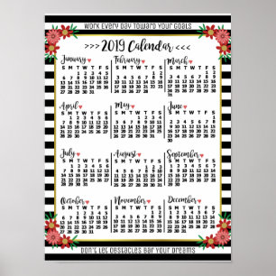 2019 Jaarkalender Bloemrijke Strepen   Aangepaste  Poster