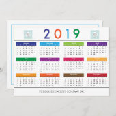 2019 Kalender Bedrijf Logo en Naam Feestdagenkaart (Voorkant / Achterkant)