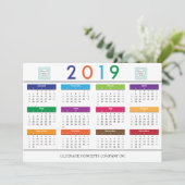 2019 Kalender Bedrijf Logo en Naam Feestdagenkaart (Staand voorkant)