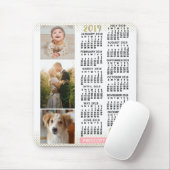 2019 Kalender Blush Pink Gold Family Foto Collage Muismat (Met muis)