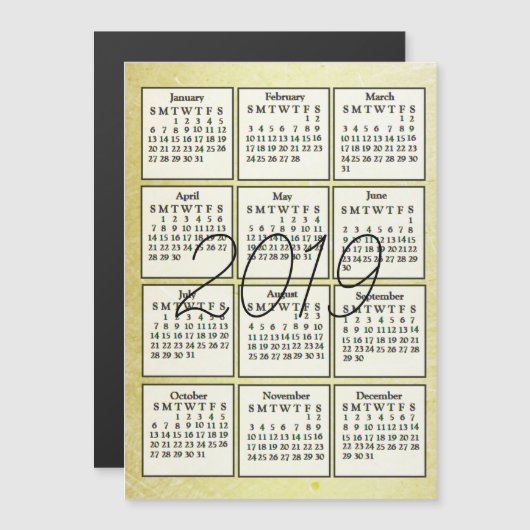 2019 Kalender magneet gouden achtergrond Magnetische Uitnodiging (Voorkant / Achterkant)