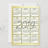 2019 Kalender magneet gouden achtergrond Magnetische Uitnodiging (Voorkant)