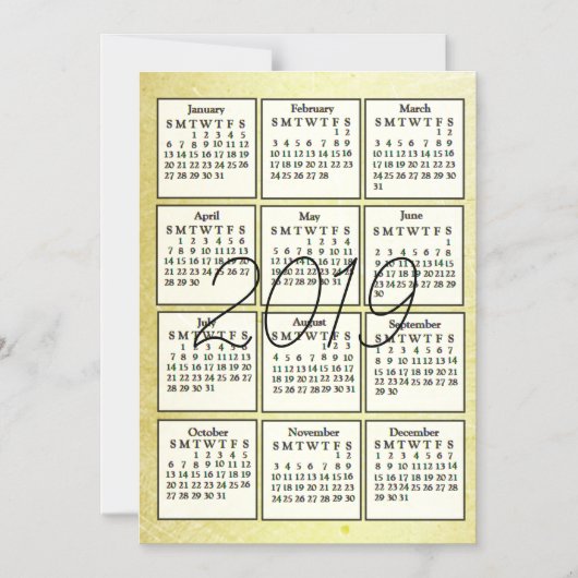 2019 Kalender magneet gouden achtergrond Magnetische Uitnodiging (Voorkant)